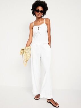 Old Navy Tie-Front Linen-Blend Top